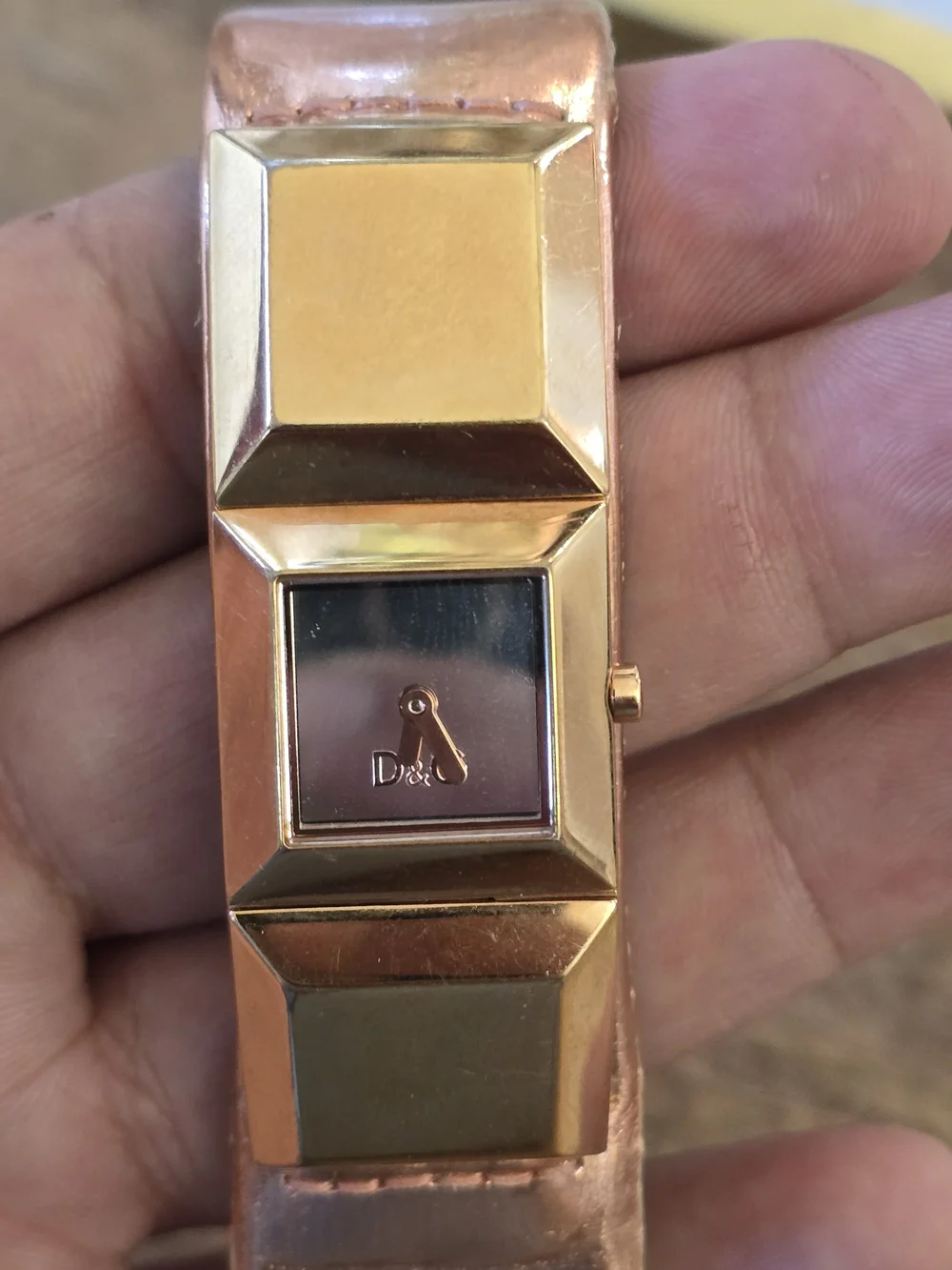 D&G Gold Tone Women's Bracelet Watch with Mirror Dial